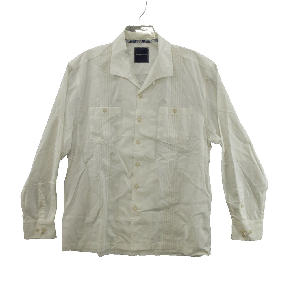 Tommy Bahama Mens Long Sleeve Shirt Large Viva Las Palmas Cotton New DEFECT